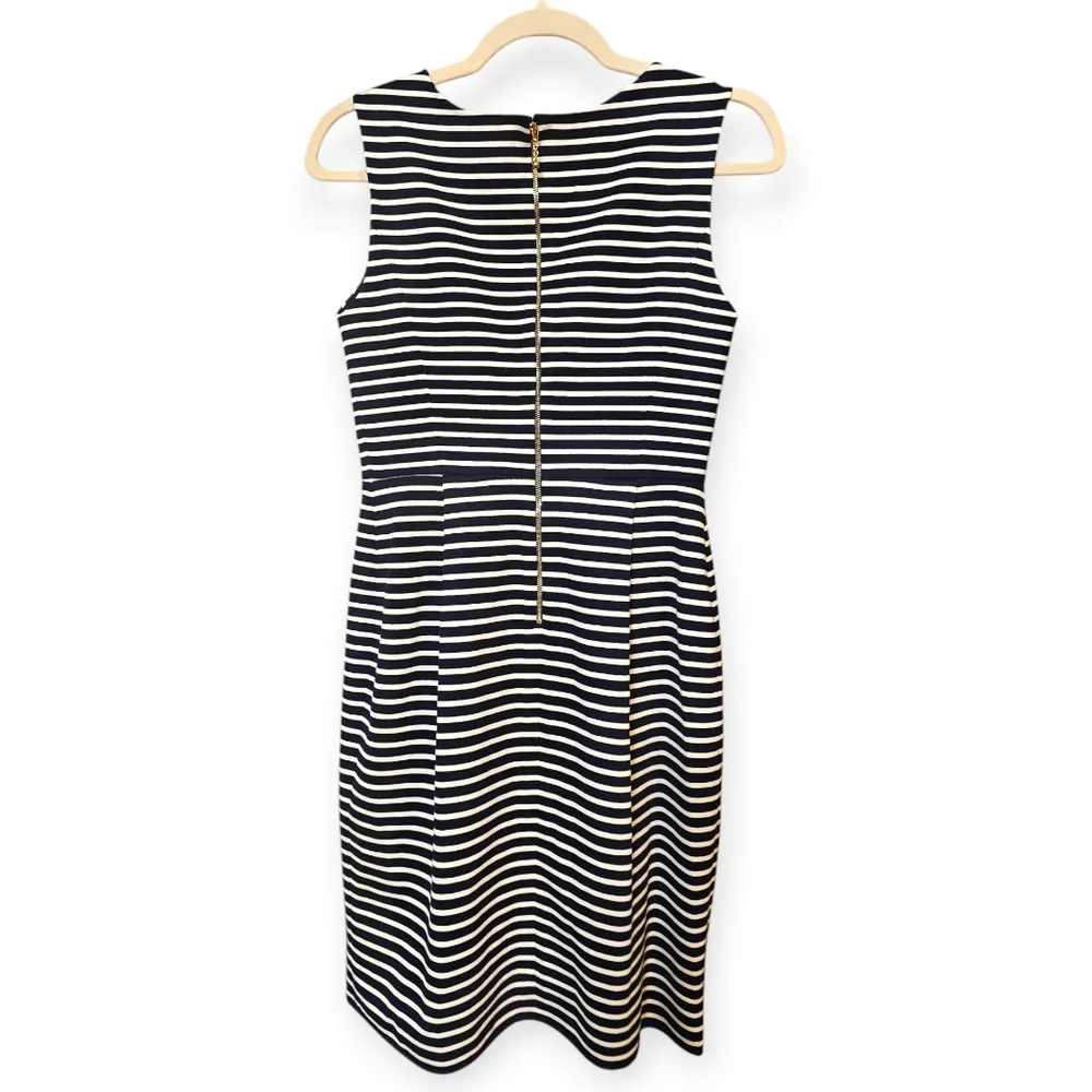 Kate Spade Navy and White Striped Sleeveless Nautical Sheath Dress